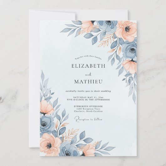 Slate Blue Ethereal Spring Wedding Kaart (Voorkant)