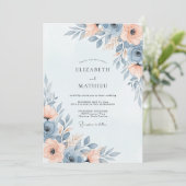 Slate Blue Ethereal Spring Wedding Kaart (Staand voorkant)