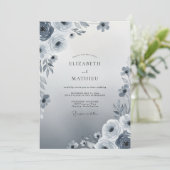 Slate Blue Ethereal Winter Wedding Kaart (Staand voorkant)
