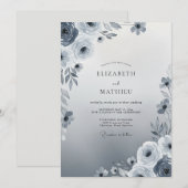 Slate Blue Ethereal Winter Wedding Kaart (Voorkant / Achterkant)