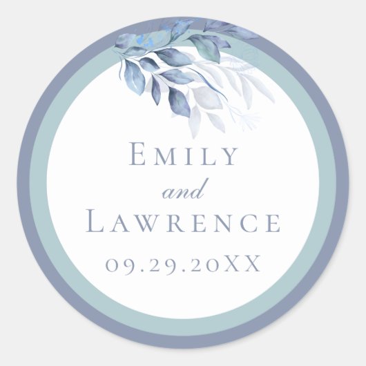 Slate Blue Eucalyptus Wedding Sticker (Voorkant)