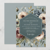 Slate Blue Faded Posy Wedding Kaart (Voorkant / Achterkant)