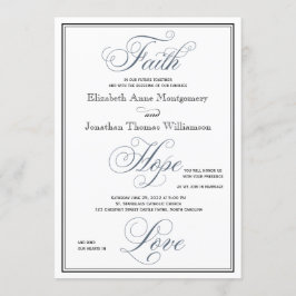 Slate Blue Faith Hope Love Christelijk Wedding Kaart