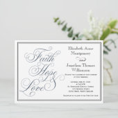 Slate Blue Faith Hope & Love Wedding Kaart (Staand voorkant)
