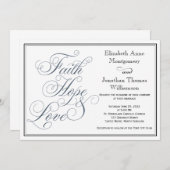 Slate Blue Faith Hope & Love Wedding Kaart (Voorkant / Achterkant)