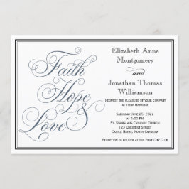 Slate Blue Faith Hope & Love Wedding Kaart