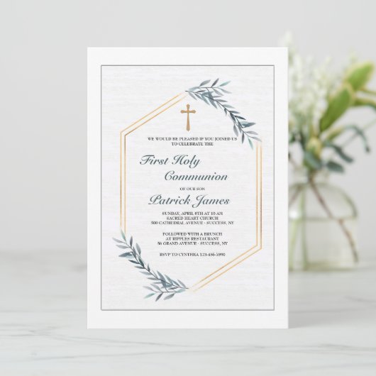 Slate Blue Ferns-uitnodiging Kaart (Staand voorkant)