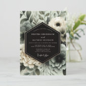 Slate Blue Floral Ethereal Wedding Kaart (Staand voorkant)