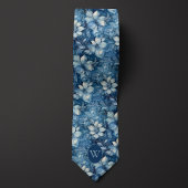 Slate Blue Floral Monogram Stropdas