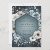 Slate Blue Floral Nightfall Wedding Kaart (Voorkant)