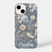 Slate Blue Floral Personalized  iPhone Hoesje (Achterkant)