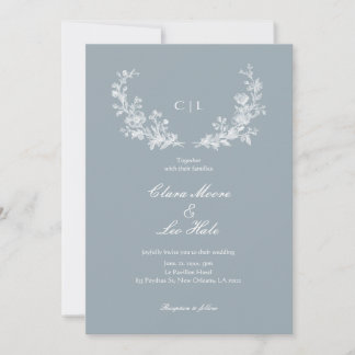 Slate Blue French Country Wedding Kaart