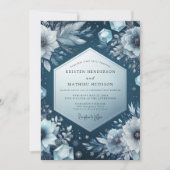 Slate Blue Frost Bloom Wedding Kaart (Voorkant)