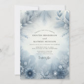 Slate Blue Frosty Bloom Wedding Kaart (Voorkant)