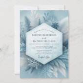 Slate Blue Frosty Botanical Wedding Kaart (Voorkant)
