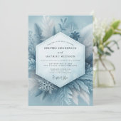Slate Blue Frosty Botanical Wedding Kaart (Staand voorkant)