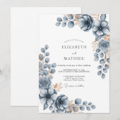 Slate Blue Frosty Winter Wedding Kaart (Voorkant / Achterkant)