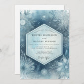 Slate Blue Frosty Woodland Wedding Kaart (Voorkant / Achterkant)