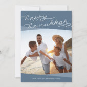 Slate Blue Geo Script | Hanukkah-foto Feestdagenkaart (Voorkant)