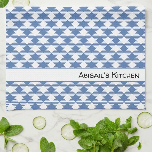 Slate Blue Gingham Buffalo Check Theedoek (Gevouwen)