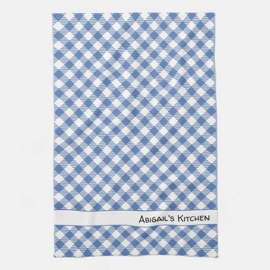 Slate Blue Gingham Buffalo Check Theedoek (Verticaal)