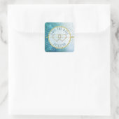 Slate Blue & Gold Mandala Sla de datumkiezers op Vierkante Sticker (Tas)