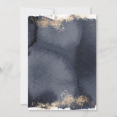 Slate Blue Golden Brush Uitnodiging voor de bruilo (Achterkant)