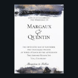 Slate Blue Golden Brush Uitnodiging voor de bruilo<br><div class="desc">Moderne en elegante waterverf was en penseelstreek in donkerleisteenblauw met goudspetter,  huwelijksuitnodiging. Tekst,  tekenstijl,  kleur en grootte aanpassen.</div>