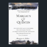 Slate Blue Golden Brush Uitnodiging voor de bruilo<br><div class="desc">Moderne en elegante waterverf was en penseelstreek in donkerleisteenblauw met goudspetter,  huwelijksuitnodiging. Tekst,  tekenstijl,  kleur en grootte aanpassen.</div>