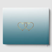 Slate Blue Gradient and Gold Heart Wedding Book Gastenboek (Achterkant)