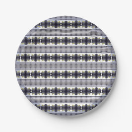 Slate Blue Grey Stripe Floral Verjaardag Borden Papieren Bordje