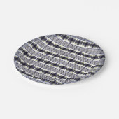 Slate Blue Grey Stripe Floral Verjaardag Borden Papieren Bordje (Gekanteld)