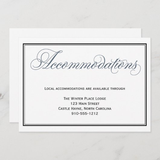 Slate Blue Huwelijksaccommodatie Bijlagekaart Kaart (Voorkant / Achterkant)