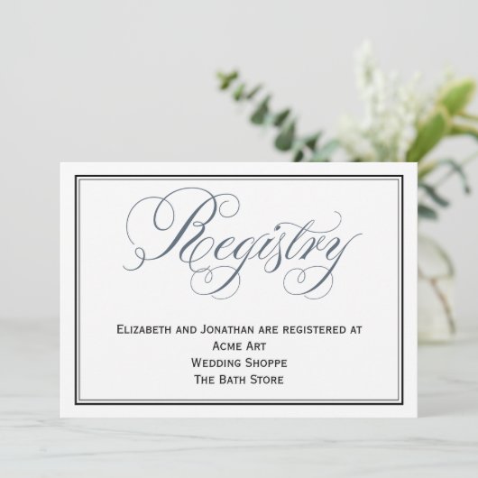 Slate Blue Huwelijksregister Bijgevoegde kaart (Staand voorkant)