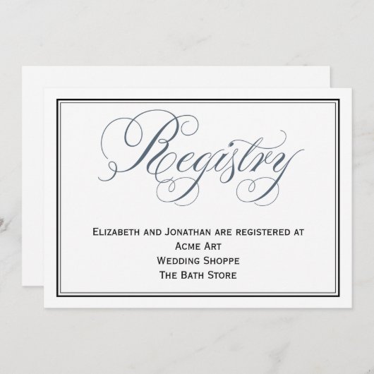 Slate Blue Huwelijksregister Bijgevoegde kaart (Voorkant / Achterkant)