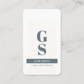 Slate Blue Ivory Minimalist Modern Initiaal QR-cod Visitekaartje (Voorkant)