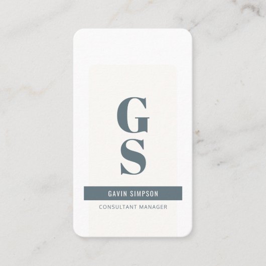 Slate Blue Ivory Minimalist Modern Initiaal QR-cod Visitekaartje (Voorkant)