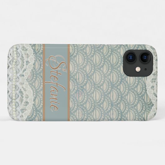 Slate Blue Lace II Case-Mate iPhone Case (Achterkant (horizontaal))