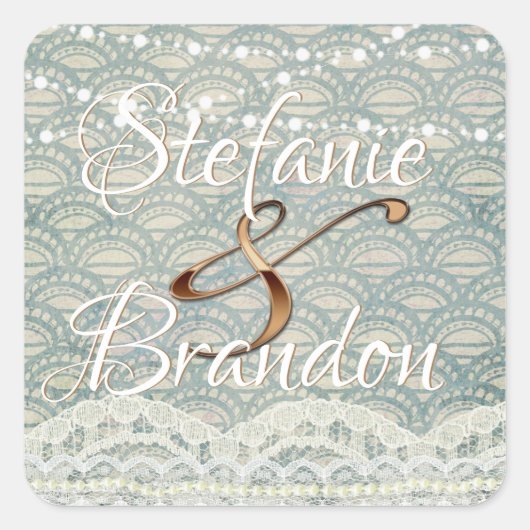 Slate Blue Lace Vierkante Sticker (Voorkant)