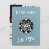 Slate Blue Las Vegas Passport Bewaar de datum Save The Date (Voorkant / Achterkant)
