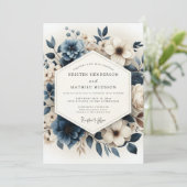 Slate Blue Luminous Anemone Wedding Kaart (Staand voorkant)