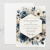 Slate Blue Luminous Anemone Wedding Kaart (Voorkant / Achterkant)