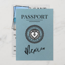 Slate Blue Mexico Passport Bewaar de datum Save The Date