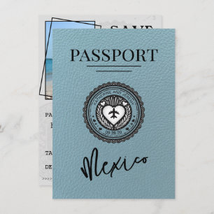 Slate Blue Mexico Passport Bewaar de datum Save The Date