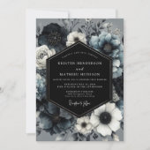 Slate Blue Midnight Bloom Wedding Kaart (Voorkant)