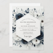 Slate Blue Moody Anemone Wedding Kaart (Voorkant / Achterkant)