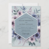 Slate Blue Mystical Bloom Wedding Kaart (Voorkant)
