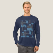 Slate Blue Navy Robin's Egg Blue Abstract Design Tri-Blend Shirt (Voorkant)