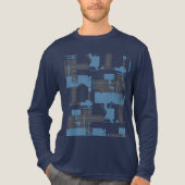 Slate Blue Navy Robin's Egg Blue Abstract Design Tri-Blend Shirt (Voorkant volledig)