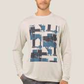 Slate Blue Navy Robin's Egg Blue Abstract Design Tri-Blend Shirt (Voorkant volledig)